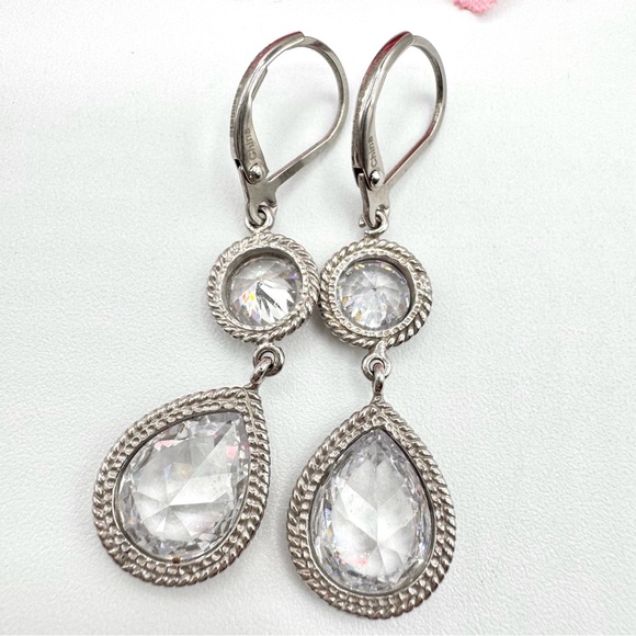Cubic Zirconia CZ Drop Earrings Teardrop Wedding Bridal Prom Pageant Occasion - Picture 9 of 12